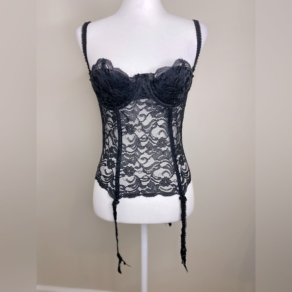 Vintage Gold Label Victoria’s Secret Black Lace Corset 36B - Picture 1 of 10